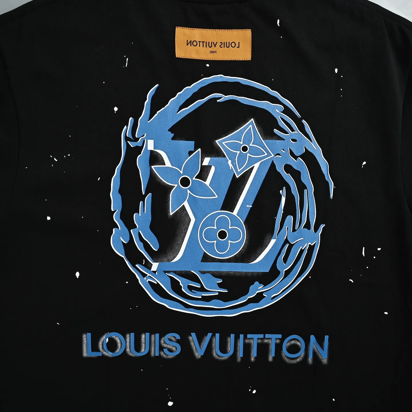 Louis Vuitton/Louis Vuitton blue swirl LV printed inkjet short sleeves